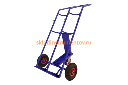 Тележка для двух пропановых баллонов RUSKLAD ГБ 2 с литыми колёсами и системой фиксации баллонов- ремень.