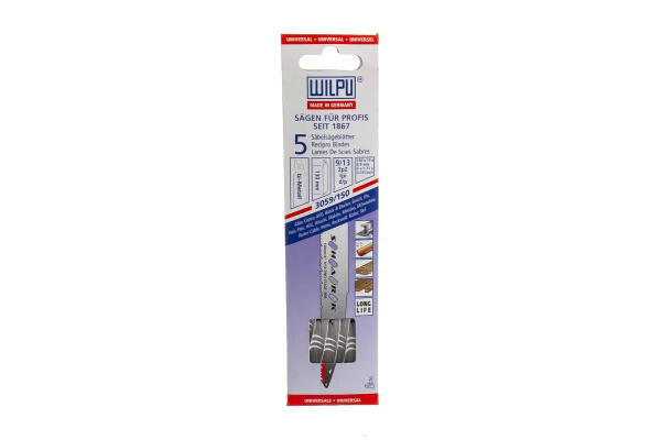Полотно по металлу 3059/150 Bi-metall (5 шт; 150х19х0.9 мм; 130 мм; 9/13 TPI) WILPU 1496000005