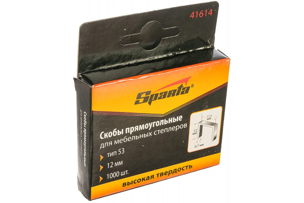 Скобы 12 мм, для мебельного степлера, тип 53,1000 шт. SPARTA 41614