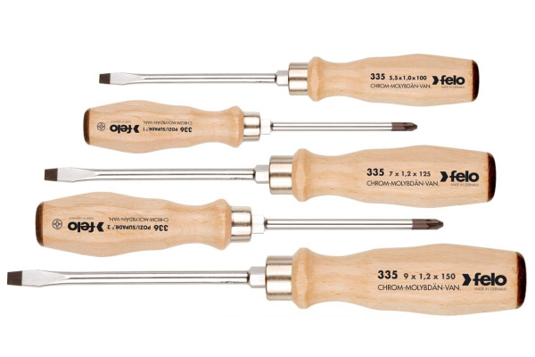 Набор ударных отверток SL/PZ с деревянной рукояткой, 5 шт Felo 33595298