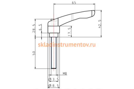 Зажимной рычаг KIPP K0122.2081X50