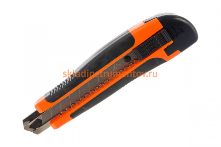 Нож с прорезиненной ручкой 18мм AV Steel AV-900518