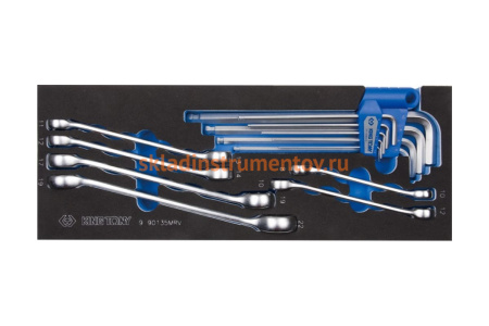 Набор разрезных ключей и шестигранники Г-образные, ложемент, 15шт KING TONY 9-90135MRV