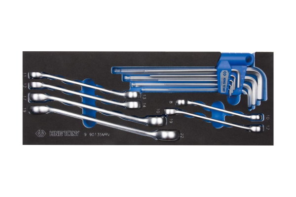 Набор разрезных ключей и шестигранники Г-образные, ложемент, 15шт KING TONY 9-90135MRV