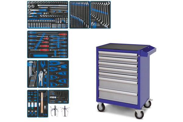 Набор инструментов KING TONY "DRIVE" в синей тележке, 251 предмет 934-251AMB