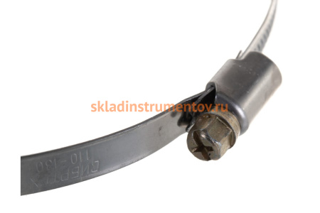 Хомуты СИБРТЕХ, нержавеющая сталь, стандартное болтовое крепление, 110-130мм, 25шт, ширина 9мм 47590