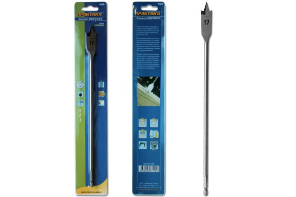 Сверло перовое по дереву (17х300 мм) ПРАКТИКА 774-153