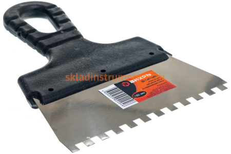 Зубчатый шпатель нержавеющая cталь, пластиковая рукоятка 6х6 мм, 150мм Вихрь 73/3/2/25