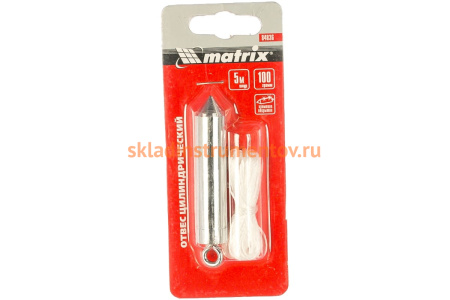 Отвес цилиндрический (100 г; шнур 5 м) MATRIX 84836