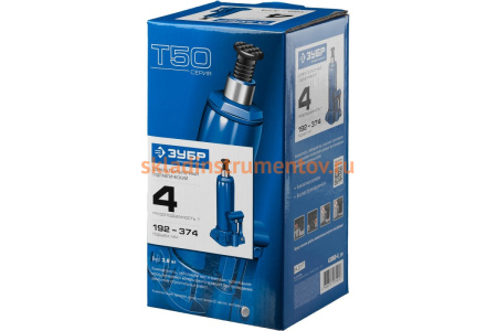 Гидравлический бутылочный домкрат 4т, 192-374мм, ЗУБР Профессионал T50 43060-4_z01