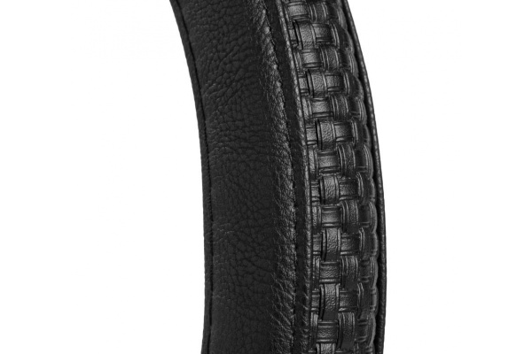 Комбинированная оплетка на руль Airline, гладкая/рельефная кожа, черная, 37-39 см М AWC-RS-14M