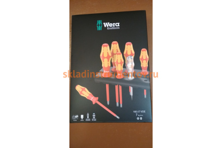 Набор диэлектрических отверток Wera, VDE, индикатор напряжения, подставка, 7 пердметов, WE-006147