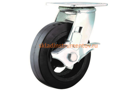 Колесо б/г обрезиненное поворотное с тормозом SCDB63 160 мм MFK-TORG 1084160