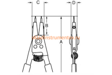 Съемник для внешних и внутренних стопорных колец 7-51 мм Bahco 2928-200