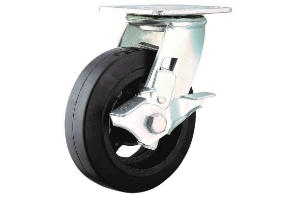 Колесо б/г обрезиненное поворотное с тормозом SCDB63 160 мм MFK-TORG 1084160