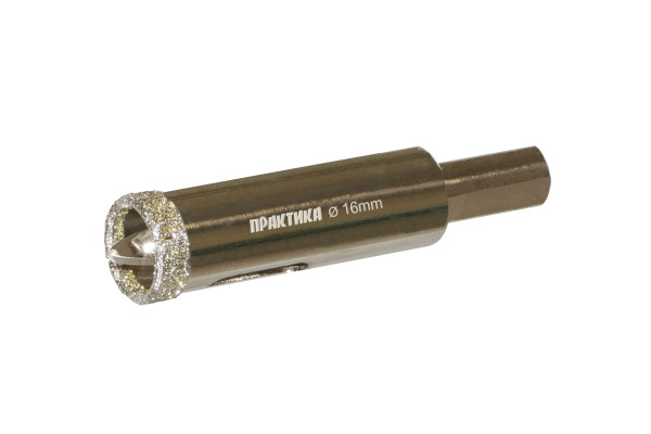 Коронка алмазная по керамограниту/керамике Профи (16х70 мм) ПРАКТИКА 917-552