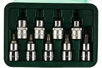 Комплект торцевых головок E-Star (Е10-Е16) и Torx (Т30-Т55) 1/2" 9 шт. Hans 4609ET
