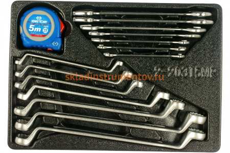 Набор накидных и рожковых ключей, рулетка, ложемент, 15шт KING TONY 9-90315MR