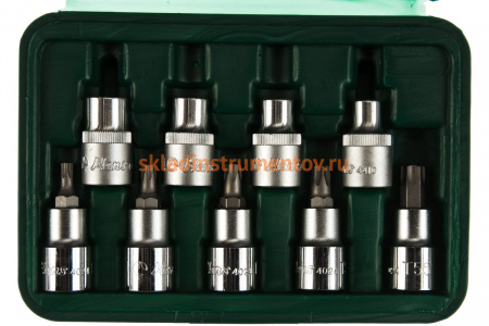 Комплект торцевых головок E-Star (Е10-Е16) и Torx (Т30-Т55) 1/2" 9 шт. Hans 4609ET