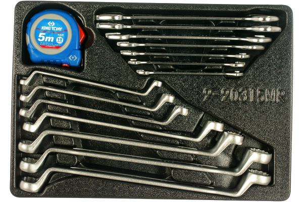 Набор накидных и рожковых ключей, рулетка, ложемент, 15шт KING TONY 9-90315MR
