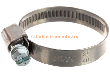 Червячный хомут JTC 25-40мм, нержавеющая сталь, ширина ленты 9мм ZN40