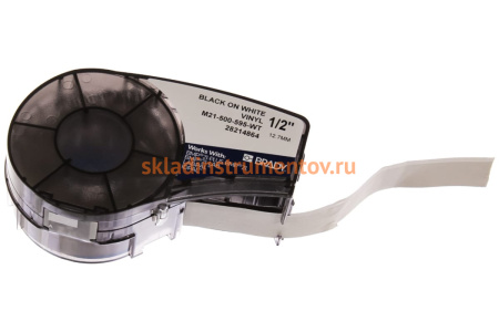 Лента 12.7мм/6.4м винил, черный на белом Brady M21-500-595-WT brd142807