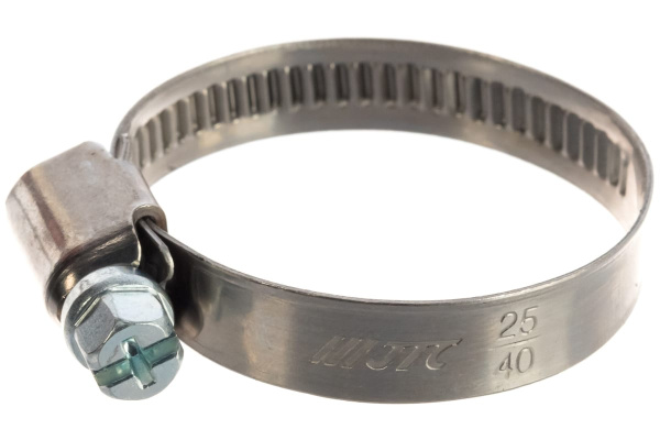 Червячный хомут JTC 25-40мм, нержавеющая сталь, ширина ленты 9мм ZN40
