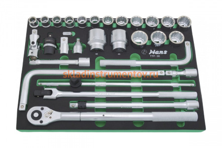 Набор торцевых головок и аксессуаров (17-50 мм; 3/4"; 30 предметов) Hans TTF-30