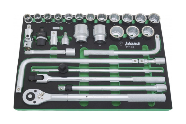 Набор торцевых головок и аксессуаров (17-50 мм; 3/4"; 30 предметов) Hans TTF-30
