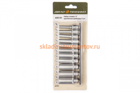 Набор головок 6-ти гранных удлиненных (5/32"-1/2"; 1/4") 11 шт. Дело Техники 600511