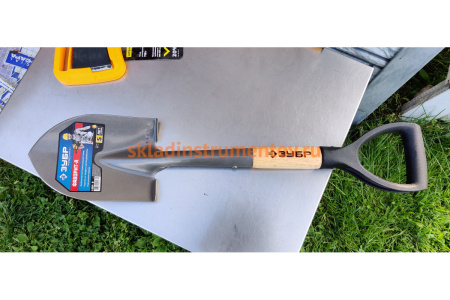 Лопата Зубр ФАВОРИТ-А автомобильная деревянный черенок с рукояткой Проф 4-39504_z01