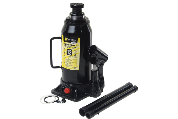 Гидравлический бутылочный домкрат с клапаном ЭВРИКА 12 т, ремкомплект ER-80121