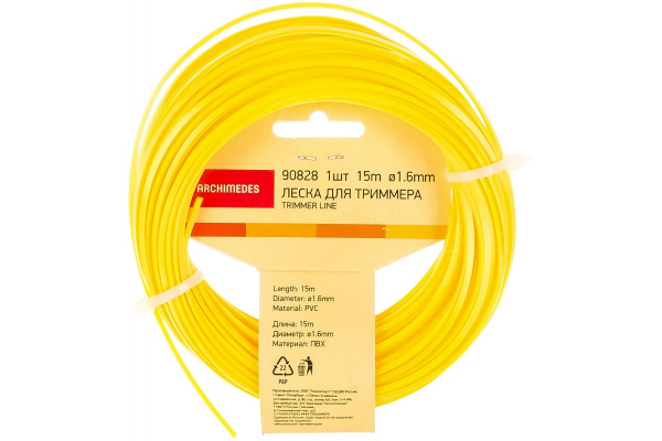 Леска для триммера (1.6 мм; 15 м; треугольник) Archimedes 90828