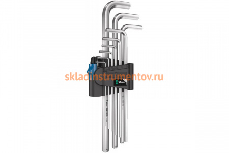Набор Г-образных ключей WERA 950/9 L Hex-Plus HF 1, 9 пр., 1.5x10 мм, хром, с фикс. функцией WE-022130