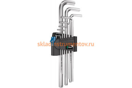 Набор Г-образных ключей WERA 950/9 L Hex-Plus HF 1, 9 пр., 1.5x10 мм, хром, с фикс. функцией WE-022130