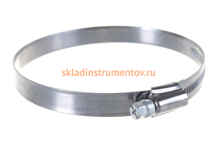 Червячный хомут JTC 80-100мм, нержавеющая сталь, ширина ленты 12мм ZN100