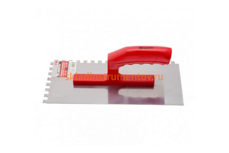 Гладилка стальная, 280 х 130 мм, зеркальная полировка, пластмассовая ручка, зуб 8 х 8 мм MATRIX 86778