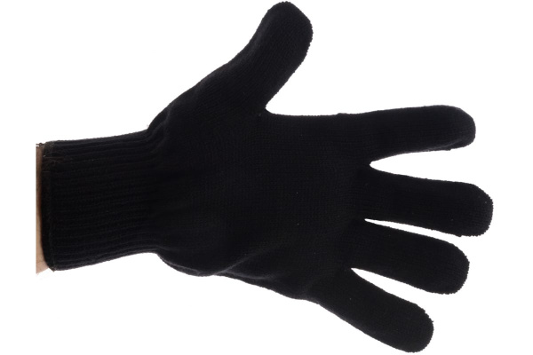 Трикотажные перчатки СИБРТЕХ, акрил, чёрные, оверлок, 68651 Трикотажные перчатки СИБРТЕХ, акрил, чёрные, оверлок, 68651
