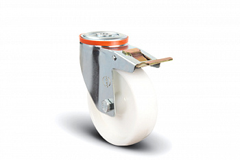 Колесо нейлоновое поворотное под болт М12 с тормозом 100 мм MFK-TORG EM04-ZKZ-100-F