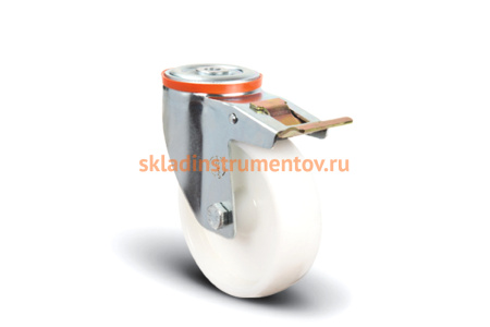 Колесо нейлоновое поворотное под болт М12 с тормозом 80 мм MFK-TORG EM04-ZKZ-80 F