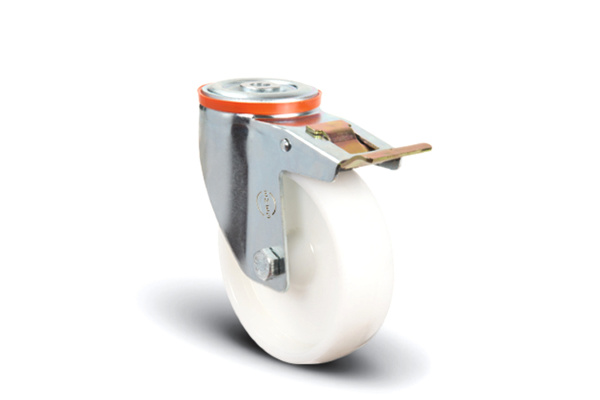 Колесо нейлоновое поворотное под болт М12 с тормозом 80 мм MFK-TORG EM04-ZKZ-80 F