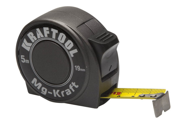 Рулетка Kraftool PRO MG-Kraft, особопрочный корпус, Mg сплав, нейлон, суперкомпактный размер, 5м 19м 34129-05-19