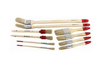 Набор кистей STAYER UNIVERSAL-STANDART, светлая натур. щетина, деревян. ручка. Плоские, круглые и радиаторные, 10шт 0163-H10