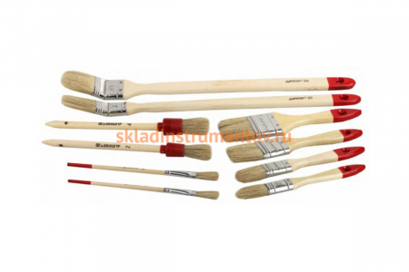 Набор кистей STAYER UNIVERSAL-STANDART, светлая натур. щетина, деревян. ручка. Плоские, круглые и радиаторные, 10шт 0163-H10