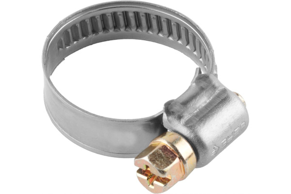 Хомуты Зубр ЭКСПЕРТ из нержавеющей стали с накатной лентой НЛ-9, 16-25мм, 200шт 37820-16-25-200