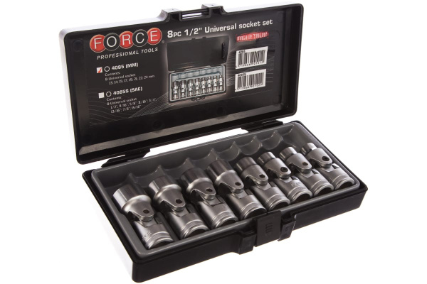 Набор 6-гранных головок 13-24 мм с карданом FORCE 4085