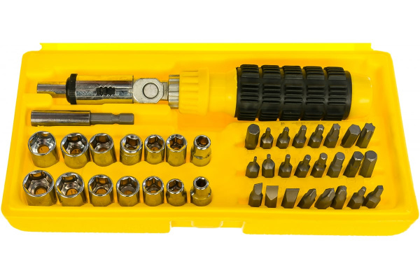 Реверсивная отвертка с торцевыми головками и битами, 41 предмет STAYER 2555-H41