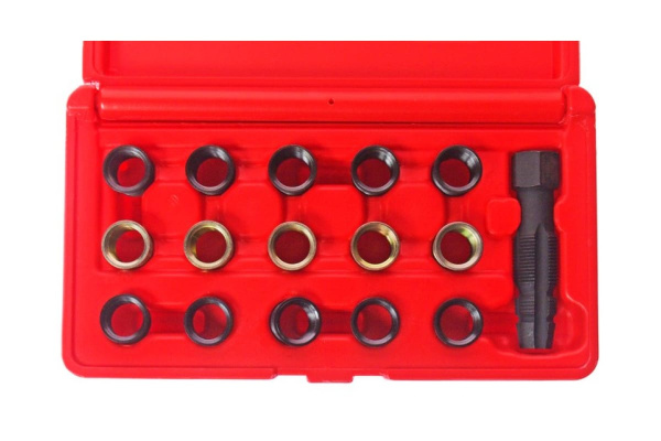 Набор инструментов для восстановления резьбы свечей зажигания (втулки М14х1.25 L=11.2 мм,17.5 мм) JTC 4864