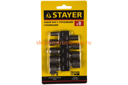 Торцевые головки в держателе, 9 предметов STAYER 26089-H9