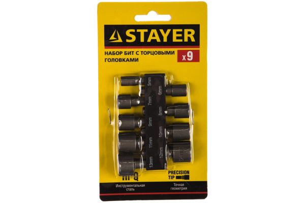 Торцевые головки в держателе, 9 предметов STAYER 26089-H9